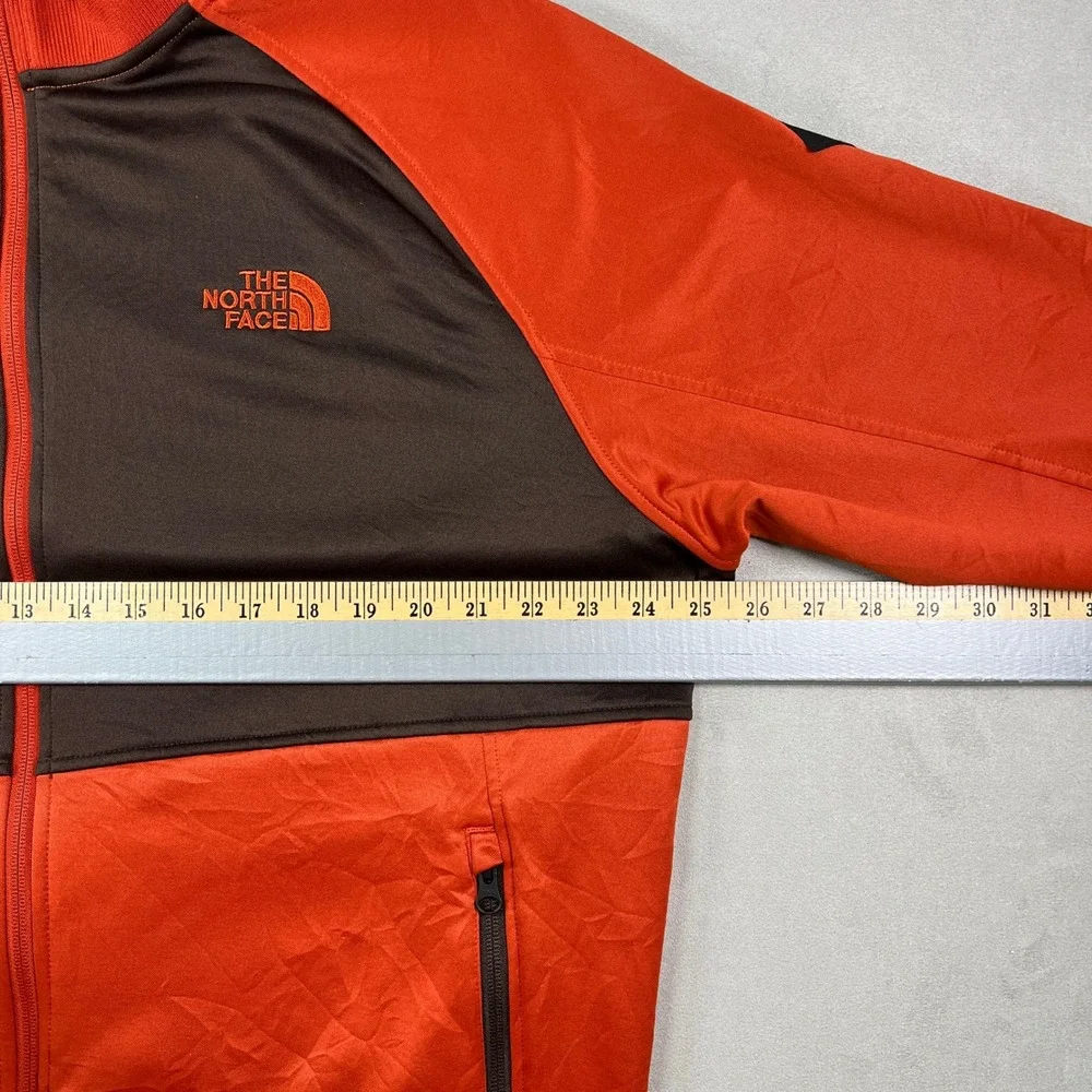 The North Face Track Jacket Mens XL Orange Full Zip Fleece Lined Outdoor Sweater